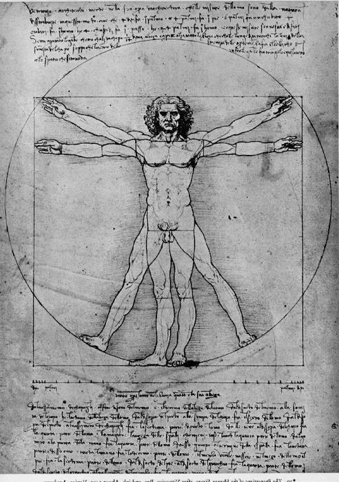 Wikioo.org - The Encyclopedia of Fine Arts - Painting, Artwork by Leonardo Da Vinci - Vitruvian Man, Study of proportions, from Vitruvius's De Architectura