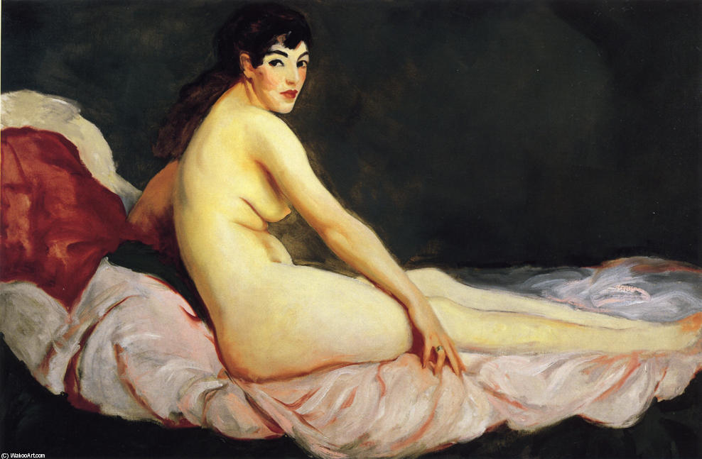 WikiOO.org - Encyclopedia of Fine Arts - Maľba, Artwork Robert Henri - Viv Reclining (also known as Nude)