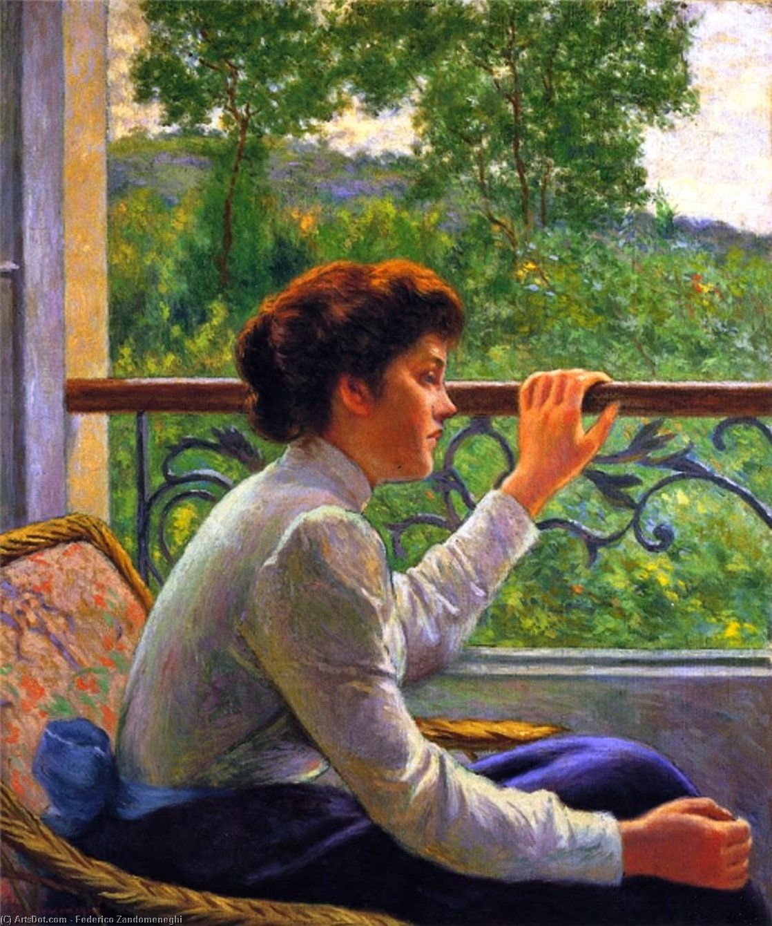 Wikioo.org - The Encyclopedia of Fine Arts - Painting, Artwork by Federico Zandomeneghi - 'Waiting (also known as Girl by the Window)'
