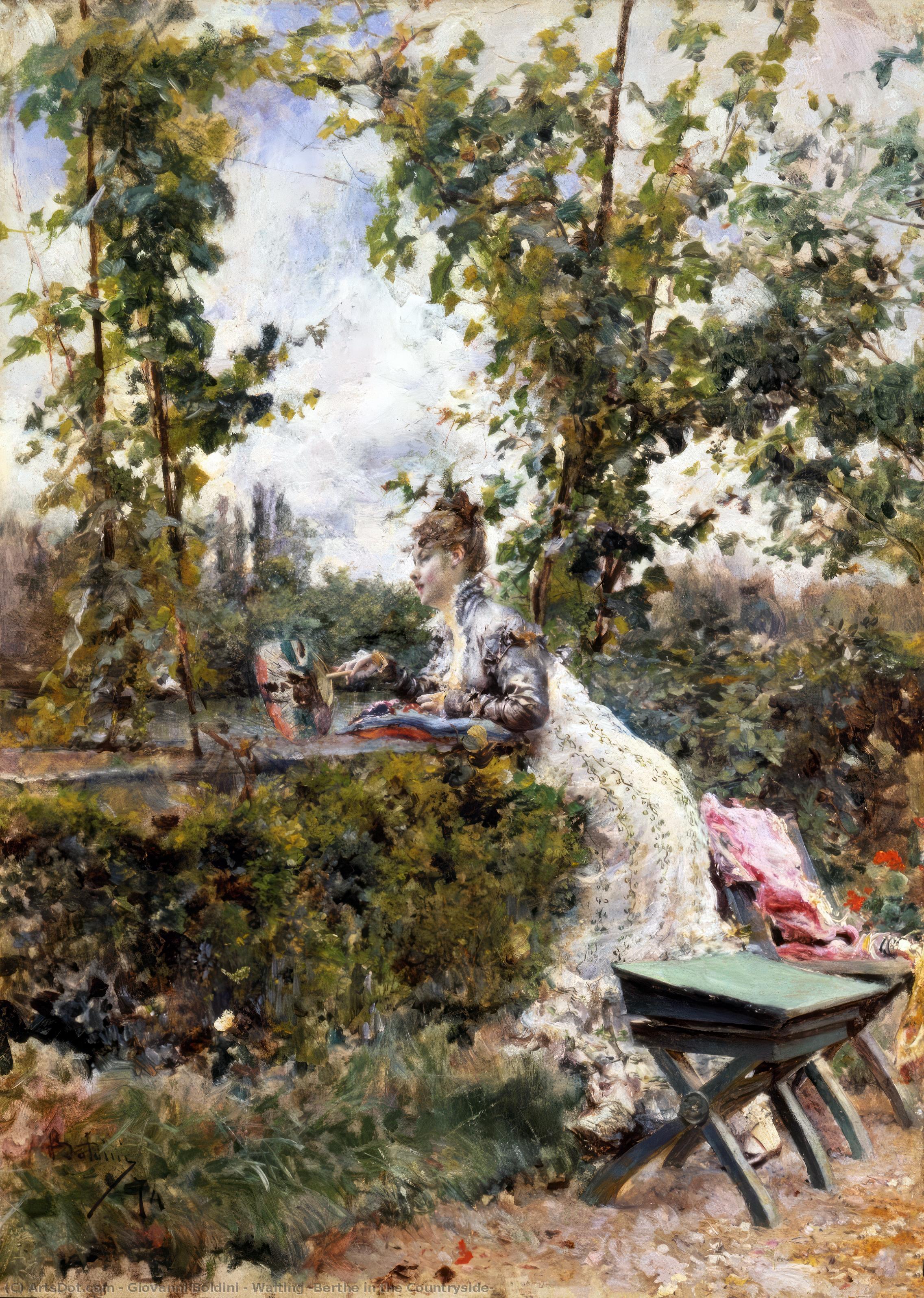 Wikioo.org - The Encyclopedia of Fine Arts - Painting, Artwork by Giovanni Boldini - Waiting (also known as Berthe in the Countryside)