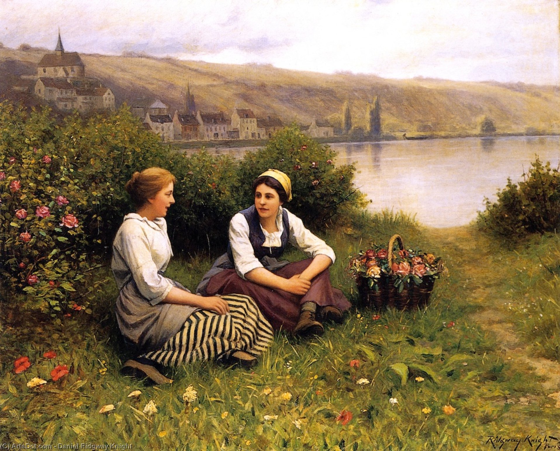Wikioo.org - The Encyclopedia of Fine Arts - Painting, Artwork by Daniel Ridgway Knight - Waiting for the Ferryman