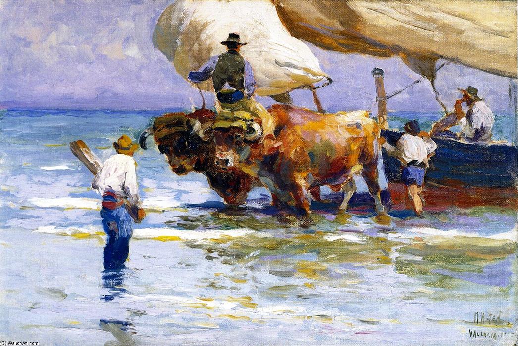 Wikioo.org - The Encyclopedia of Fine Arts - Painting, Artwork by Mathias Joseph Alten - Waiting to Brace the Boat