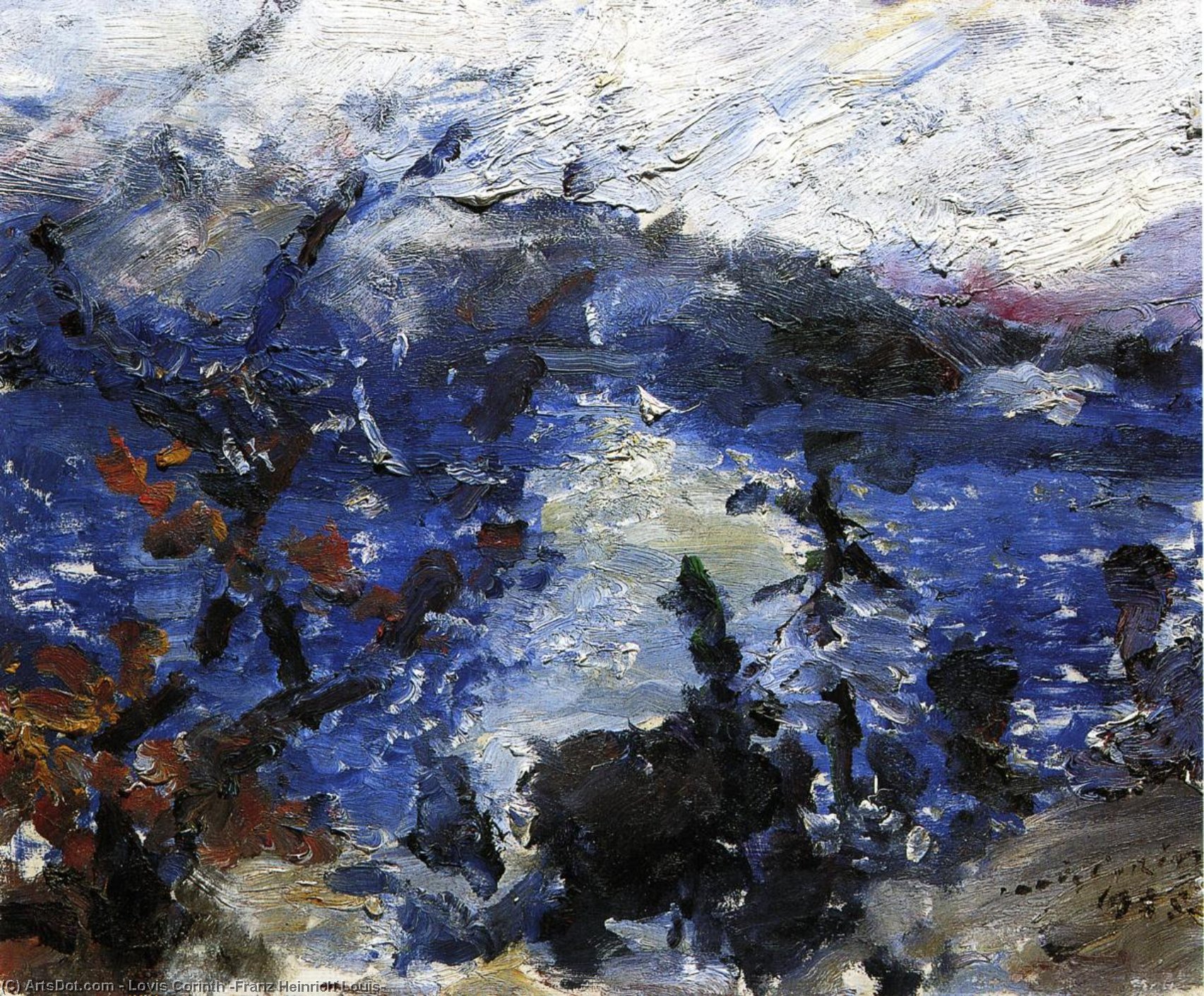 Wikioo.org – L'Encyclopédie des Beaux Arts - Peinture, Oeuvre de Lovis Corinth (Franz Heinrich Louis) - Le Walchensee montagnes  torses  dans  nuage