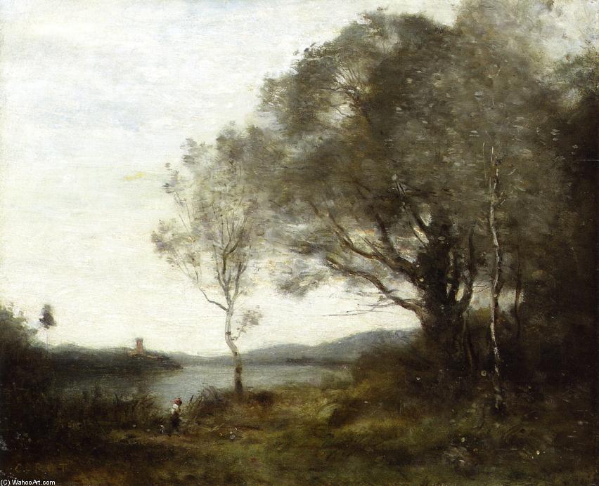 Wikioo.org - The Encyclopedia of Fine Arts - Painting, Artwork by Jean Baptiste Camille Corot - The Walk around the Pond
