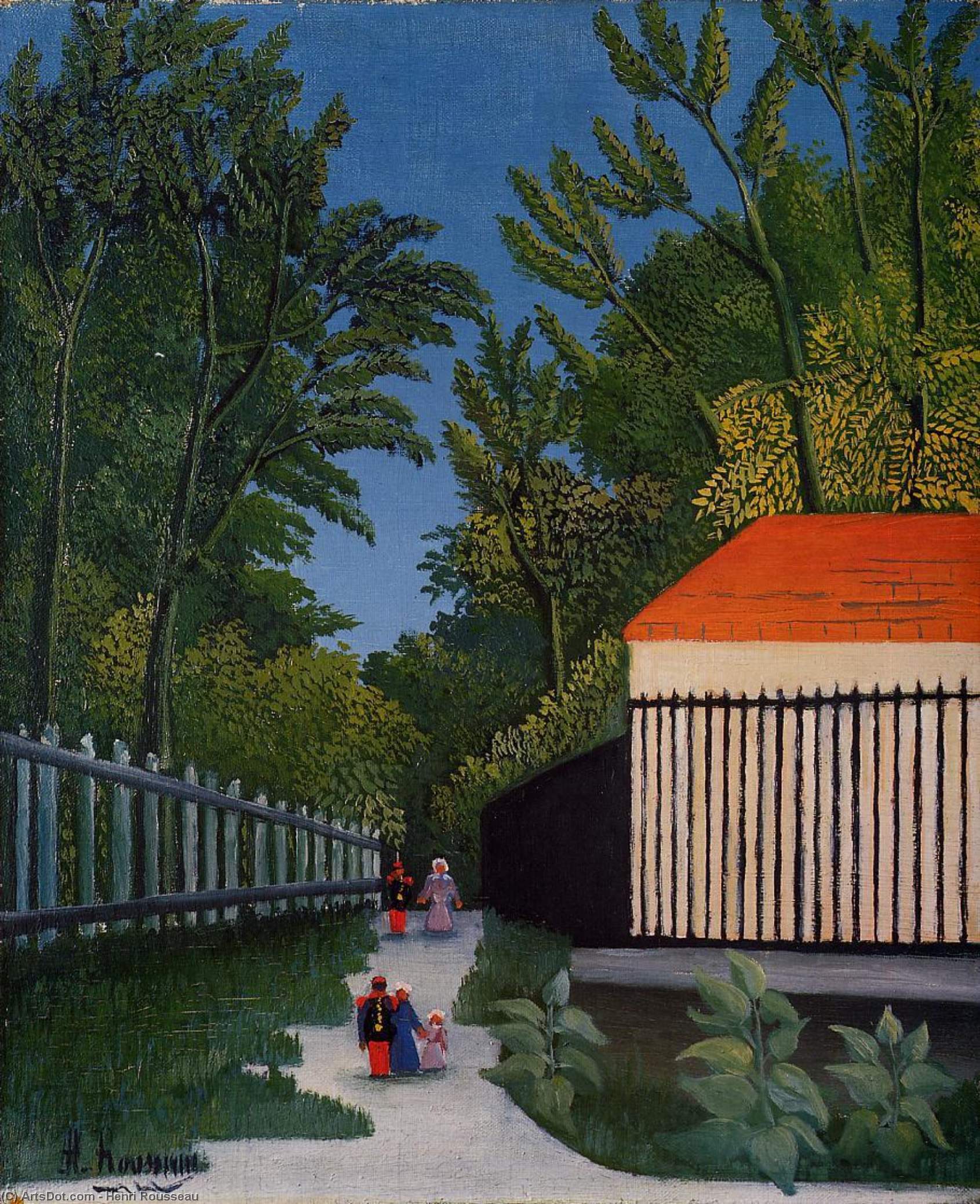 Wikioo.org – La Enciclopedia de las Bellas Artes - Pintura, Obras de arte de Henri Julien Félix Rousseau (Le Douanier) - Caminando en el parc Montsouris