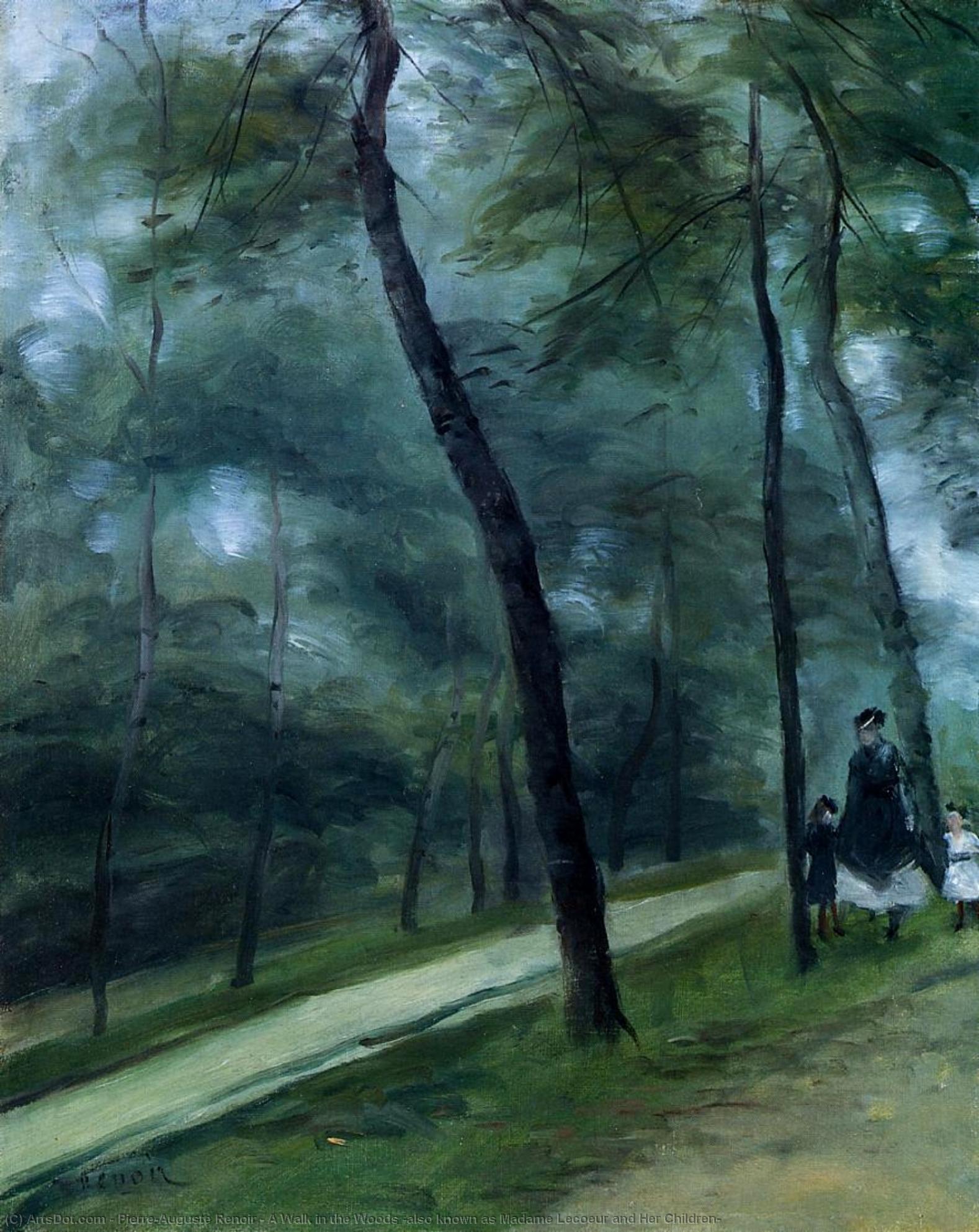 Wikioo.org - The Encyclopedia of Fine Arts - Painting, Artwork by Pierre-Auguste Renoir - A Walk in the Woods (also known as Madame Lecoeur and Her Children)
