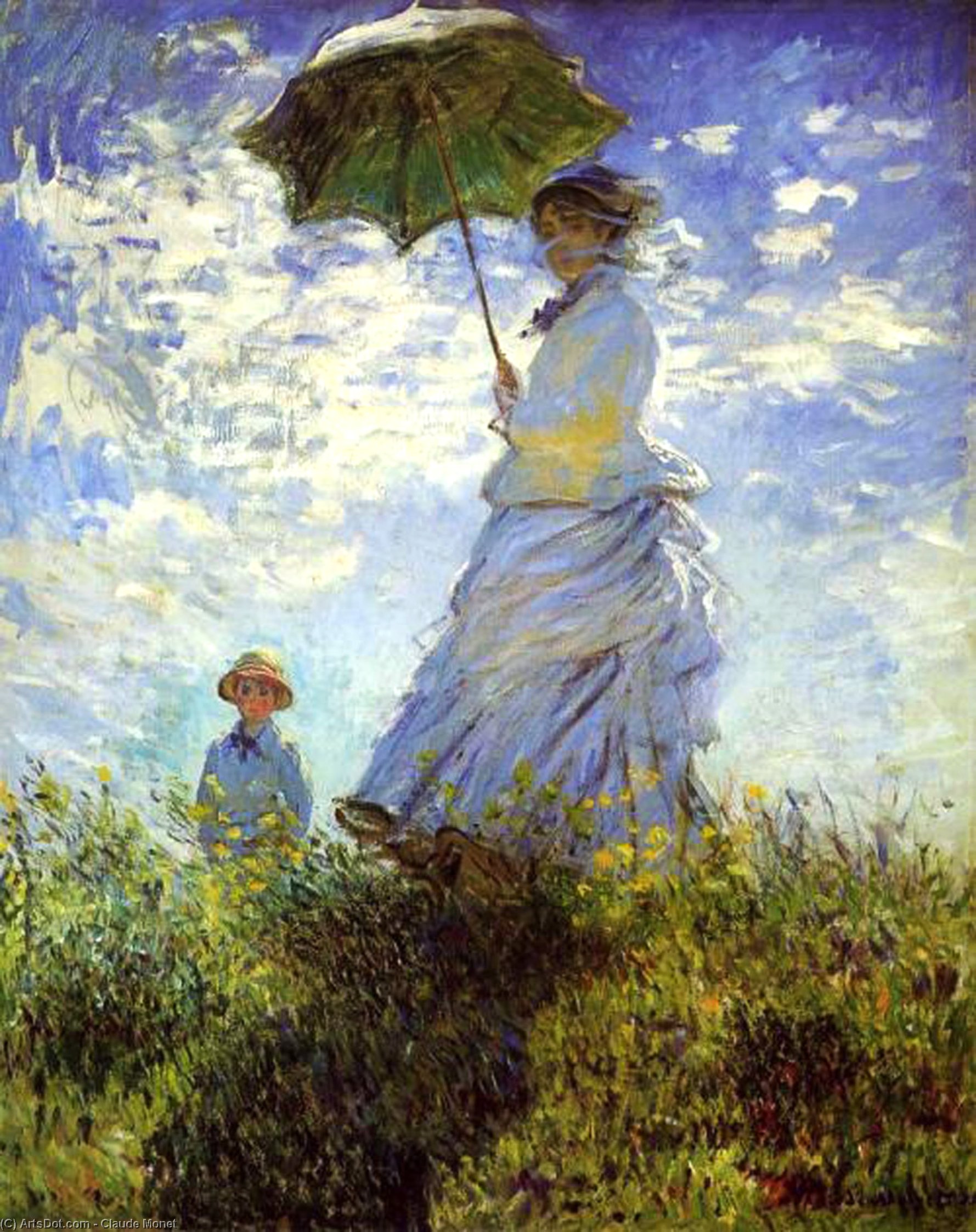 WikiOO.org - Encyclopedia of Fine Arts - Lukisan, Artwork Claude Monet - The Walk, Woman with a Parasol