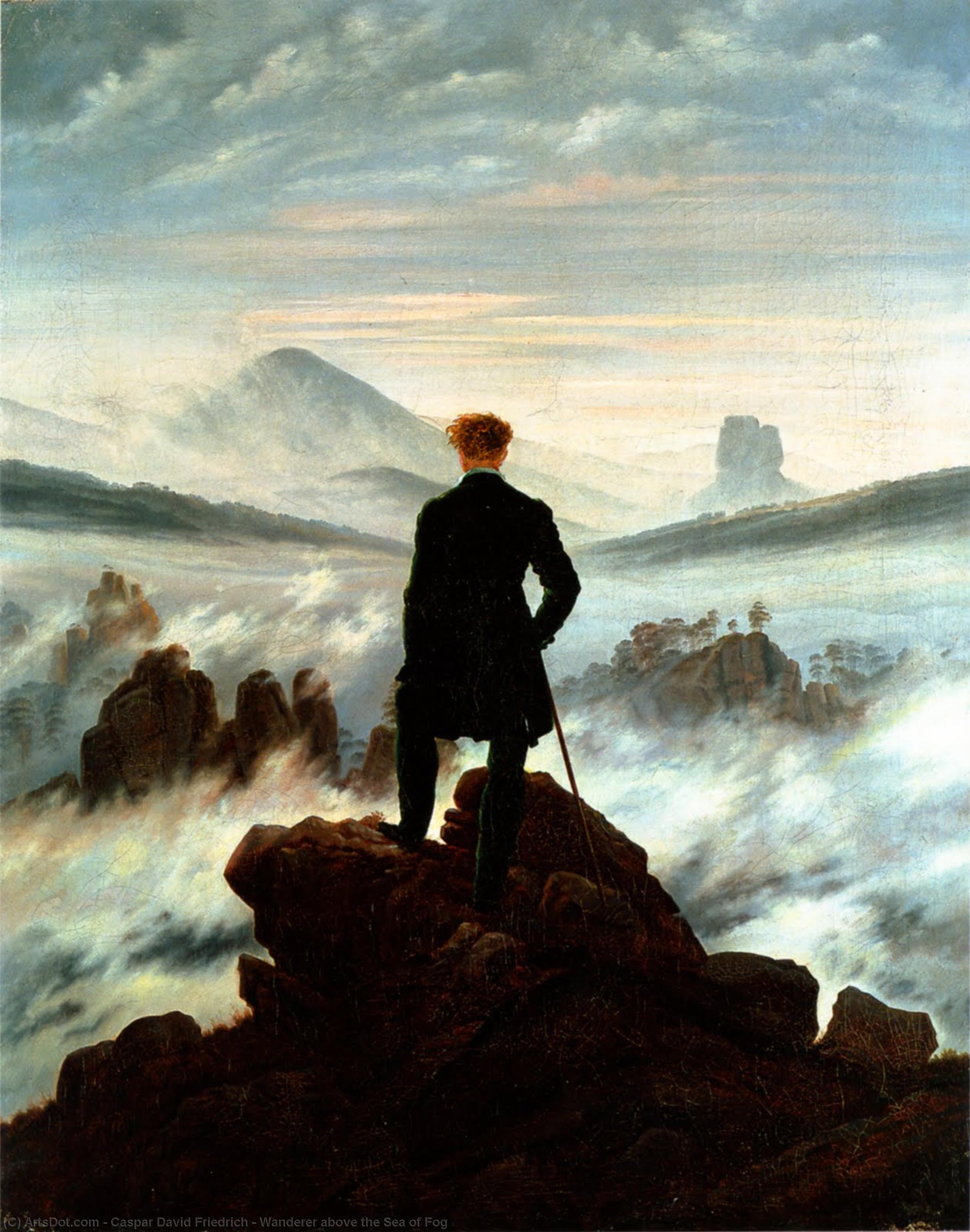 WikiOO.org – 美術百科全書 - 繪畫，作品 Caspar David Friedrich - 流浪者 以上  的  大海  的  雾