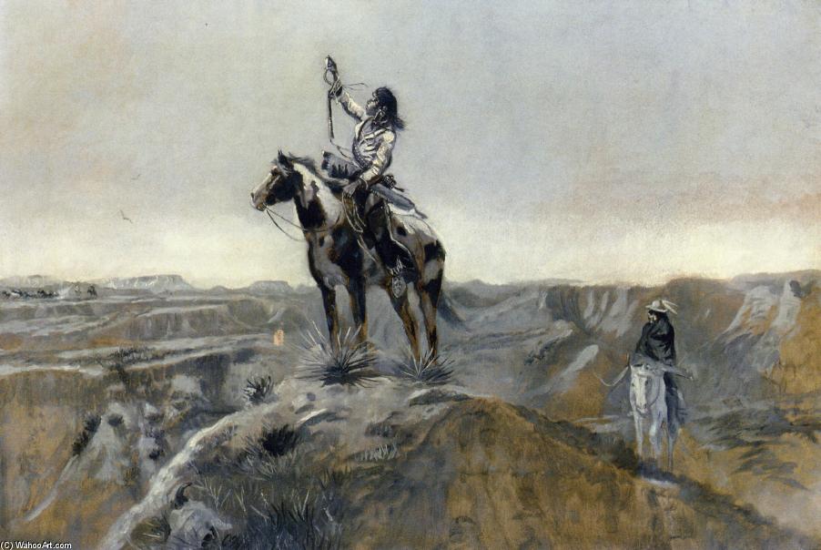 Wikioo.org - The Encyclopedia of Fine Arts - Painting, Artwork by Charles Marion Russell - WAR (also known as Indian Telegraphing)