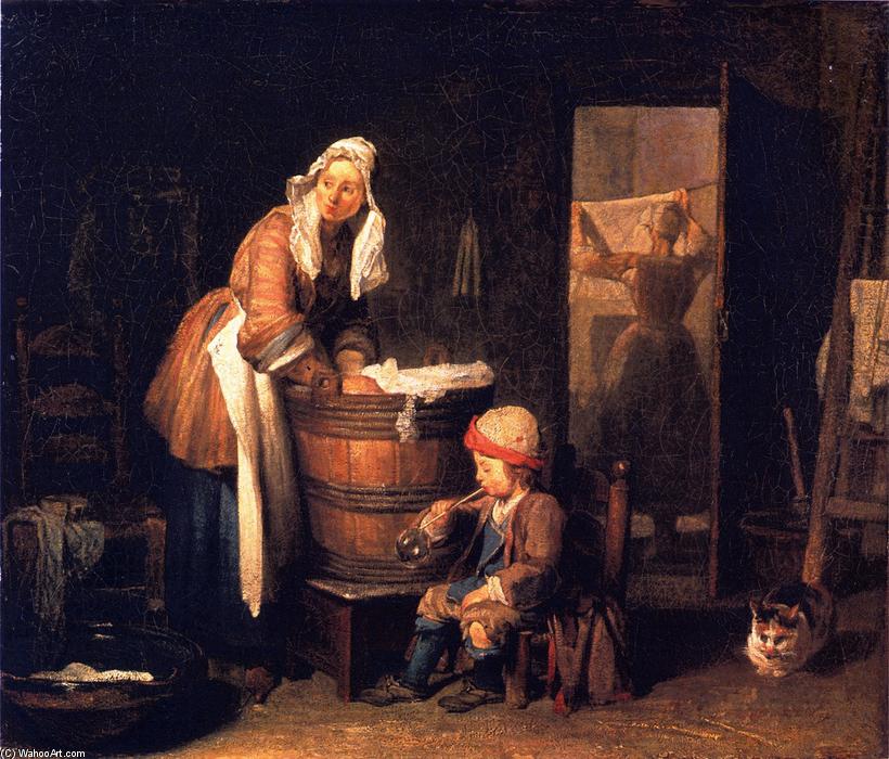 WikiOO.org - Εγκυκλοπαίδεια Καλών Τεχνών - Ζωγραφική, έργα τέχνης Jean-Baptiste Simeon Chardin - The Washerwoman
