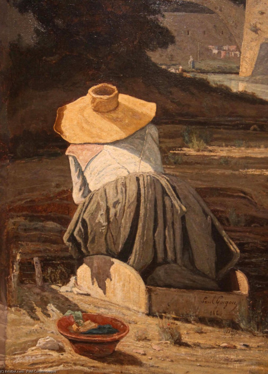 WikiOO.org – 美術百科全書 - 繪畫，作品 Paul Camille Guigou - 洗衣妇 在  的  小溪
