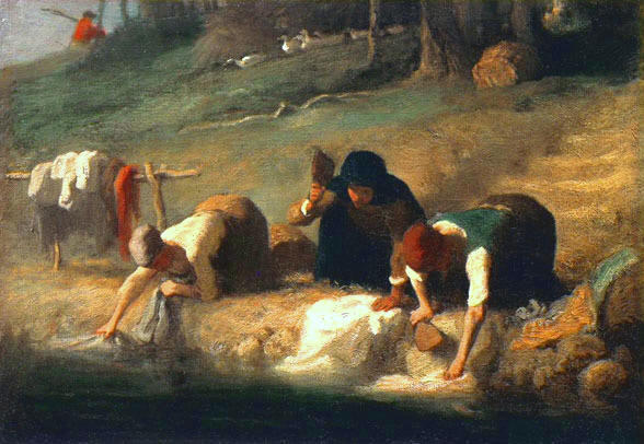 Wikioo.org - The Encyclopedia of Fine Arts - Painting, Artwork by Jean-François Millet - Washerwomen