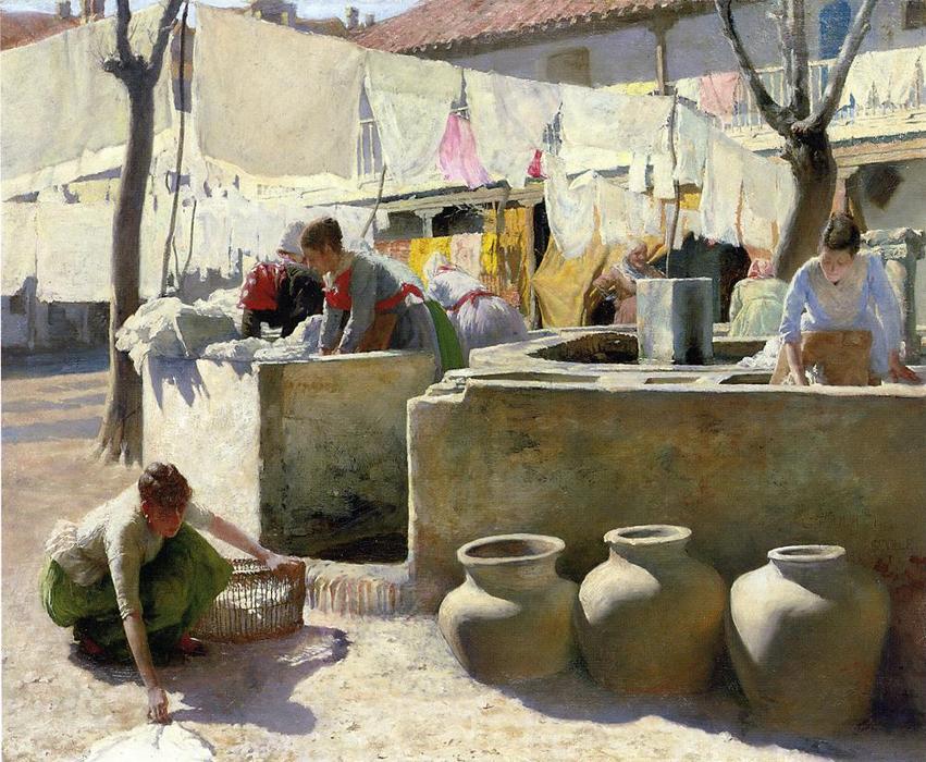 Wikioo.org - The Encyclopedia of Fine Arts - Painting, Artwork by Charles Frederic Ulrich - Washerwomen, Seville