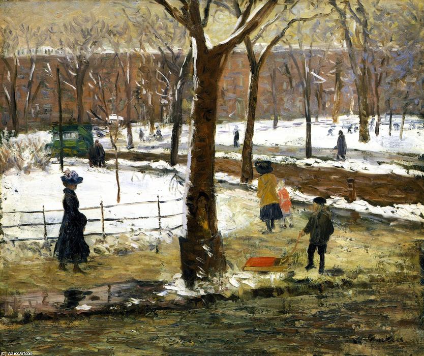 Wikioo.org - The Encyclopedia of Fine Arts - Painting, Artwork by William James Glackens - Washington Square, Winter (also known as Washington Square)