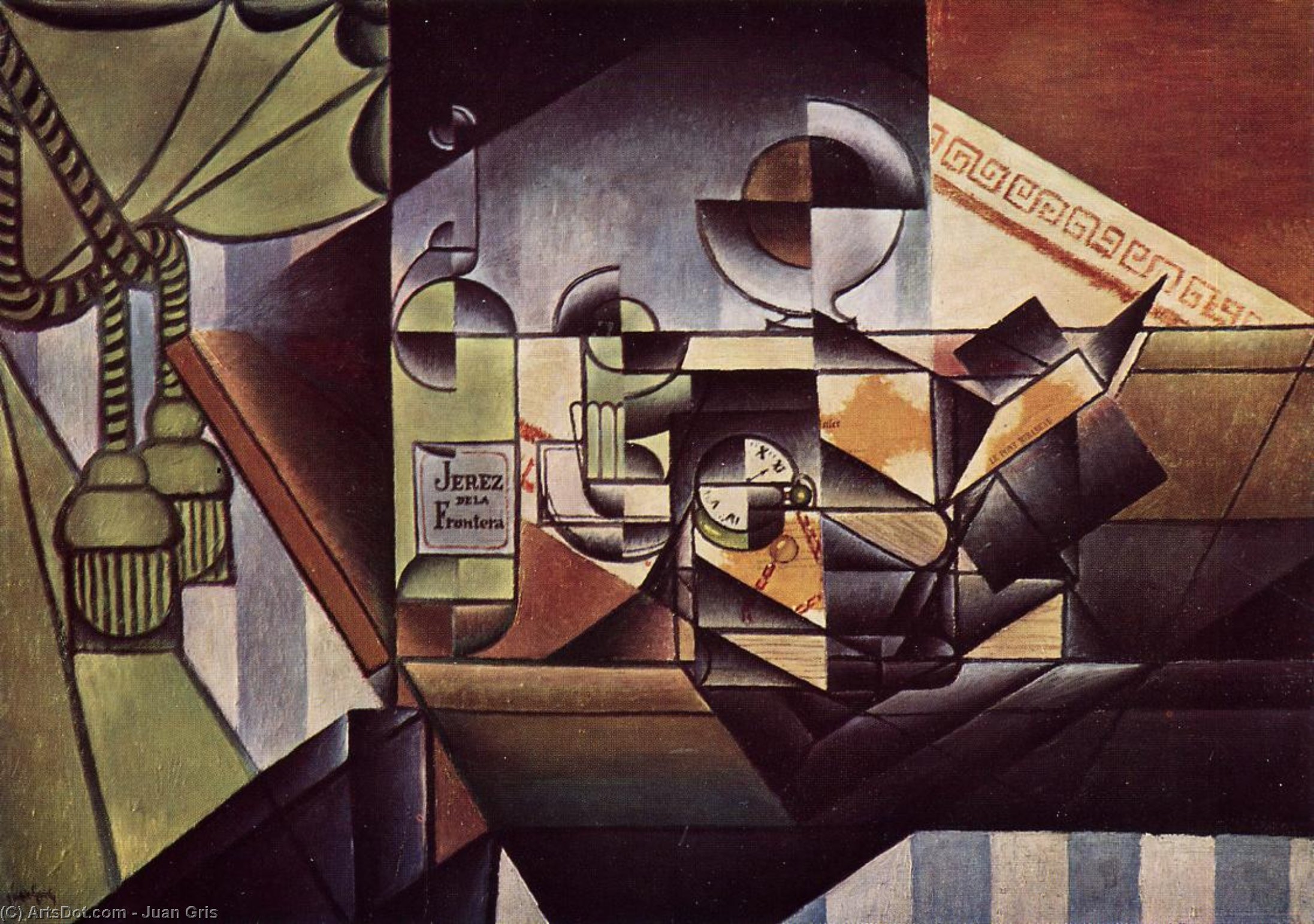 Wikioo.org - The Encyclopedia of Fine Arts - Painting, Artwork by Juan Gris - The Watch (also known as The Sherry Bottle)