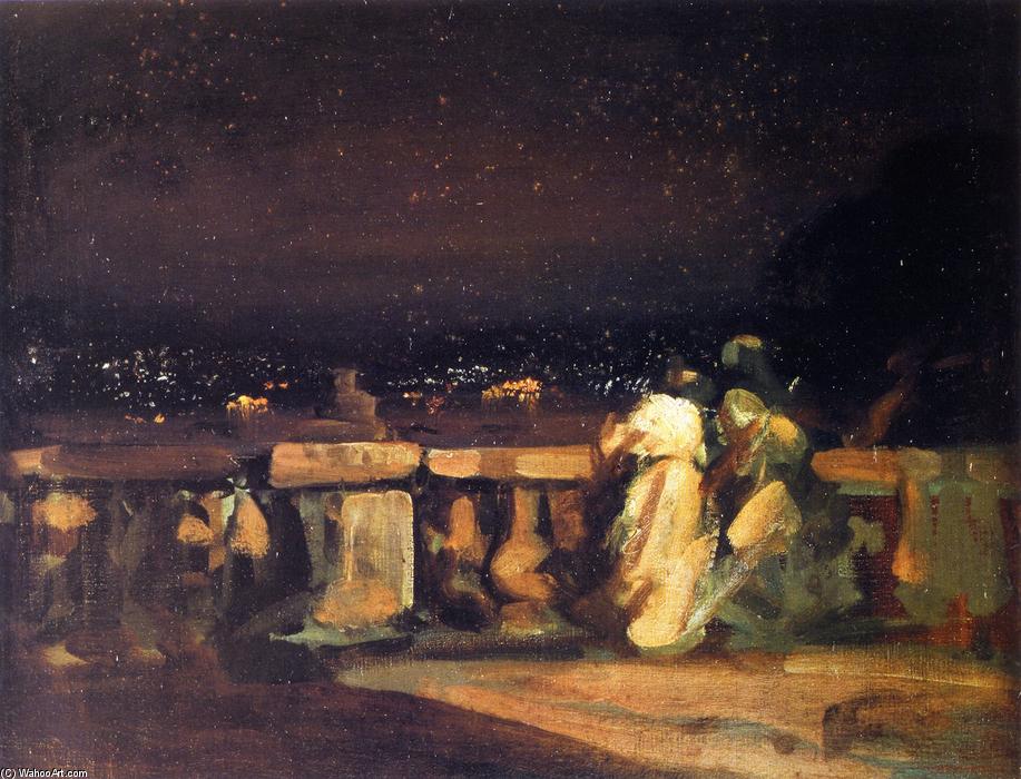 Wikioo.org - The Encyclopedia of Fine Arts - Painting, Artwork by Charles Edward Conder - Watching the Fireworks, St. Cloud (also known as On the Terrace)