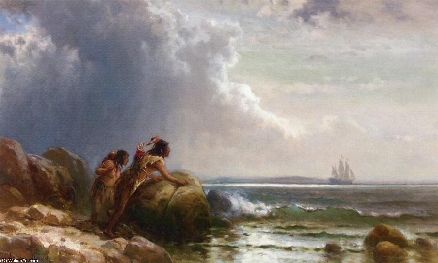 Wikioo.org - สารานุกรมวิจิตรศิลป์ - จิตรกรรม Edward Moran - Watching Henry Hudson Enter New York Bay