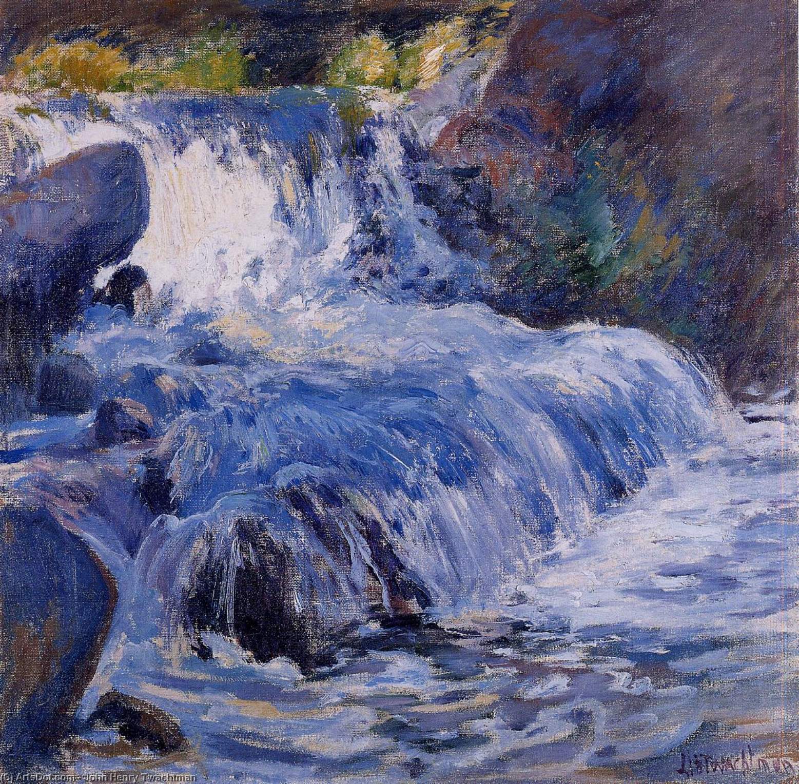 Wikoo.org - موسوعة الفنون الجميلة - اللوحة، العمل الفني John Henry Twachtman - The Waterfall