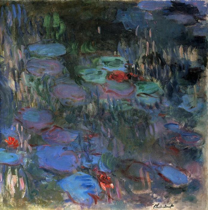 Wikioo.org - The Encyclopedia of Fine Arts - Painting, Artwork by Claude Monet - Water-Lilies, Reflections of Weeping Willows (right half)