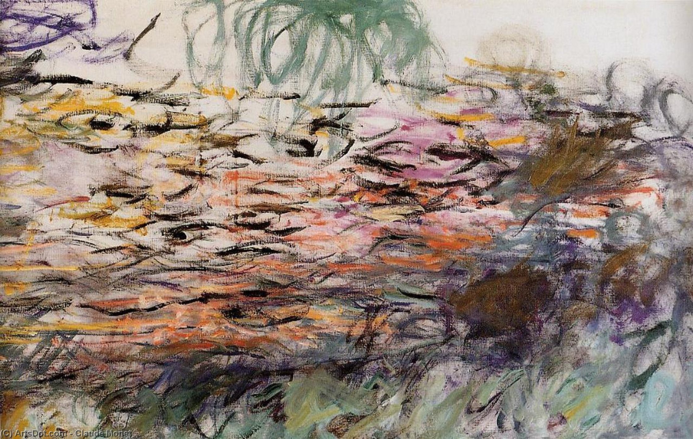 Wikioo.org – La Enciclopedia de las Bellas Artes - Pintura, Obras de arte de Claude Monet - Agua-Lirios derecha  mitad