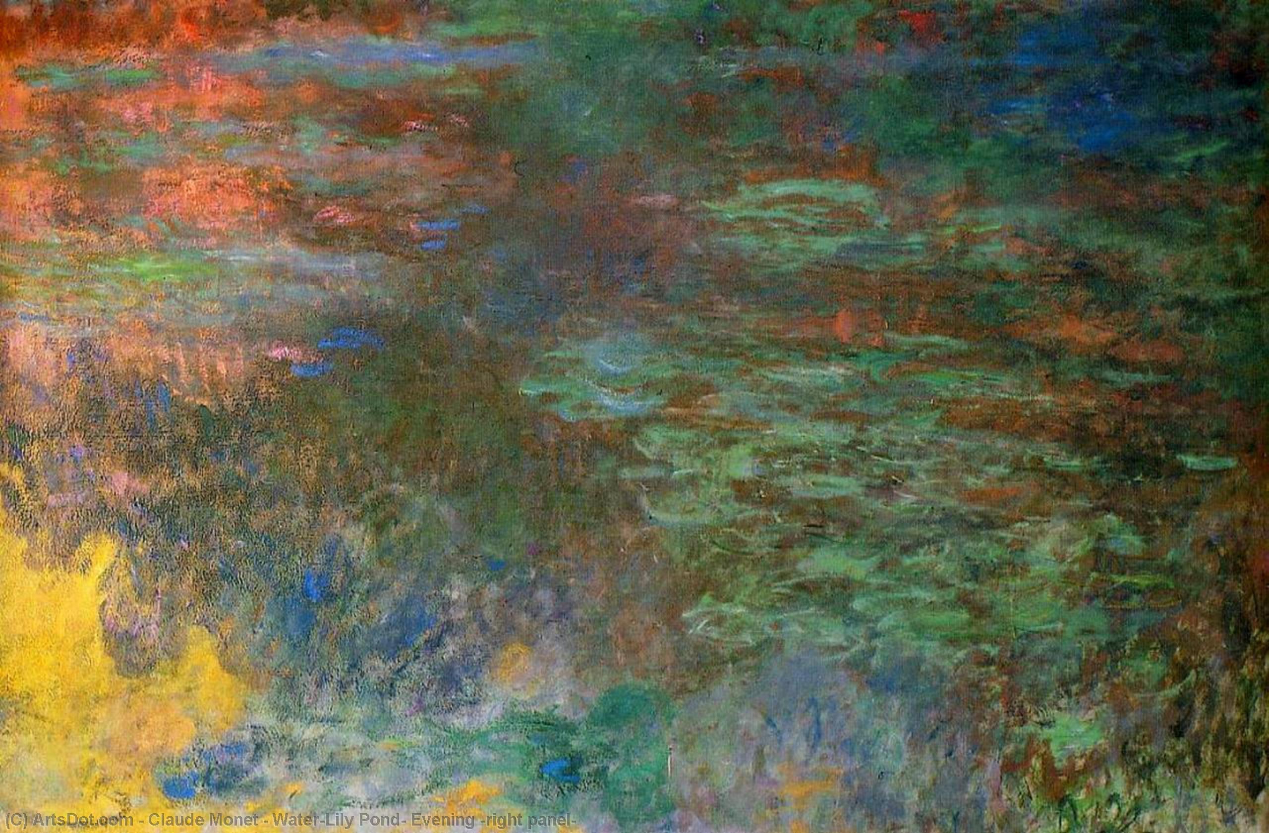 Wikoo.org - موسوعة الفنون الجميلة - اللوحة، العمل الفني Claude Monet - Water-Lily Pond, Evening (right panel)