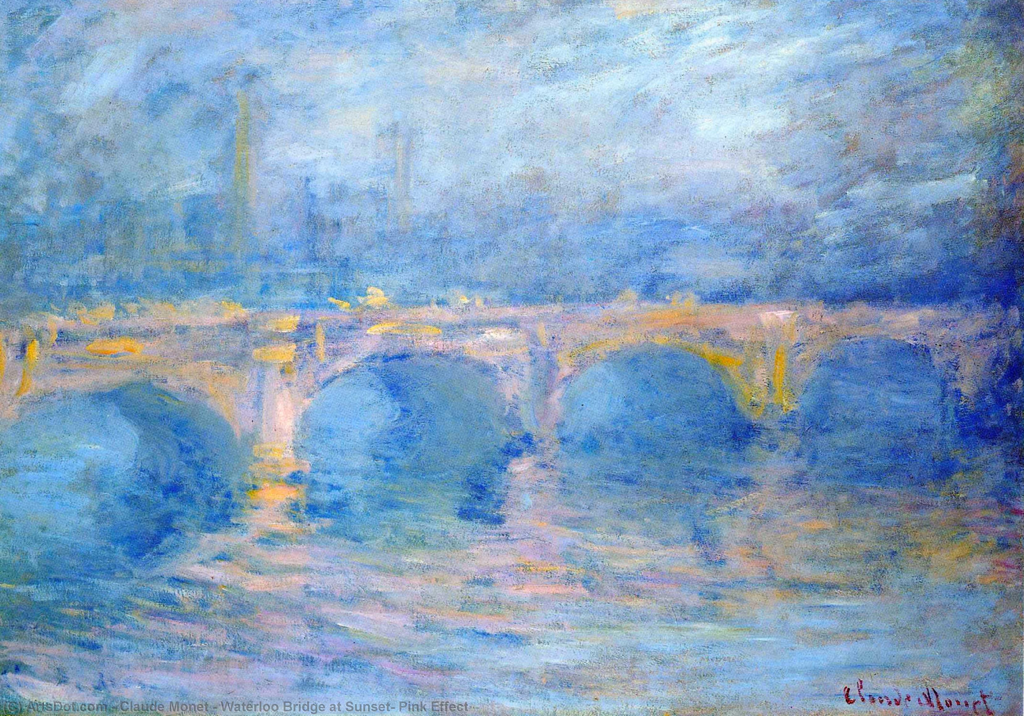 Wikioo.org - The Encyclopedia of Fine Arts - Painting, Artwork by Claude Monet - Waterloo Bridge at Sunset, Pink Effect