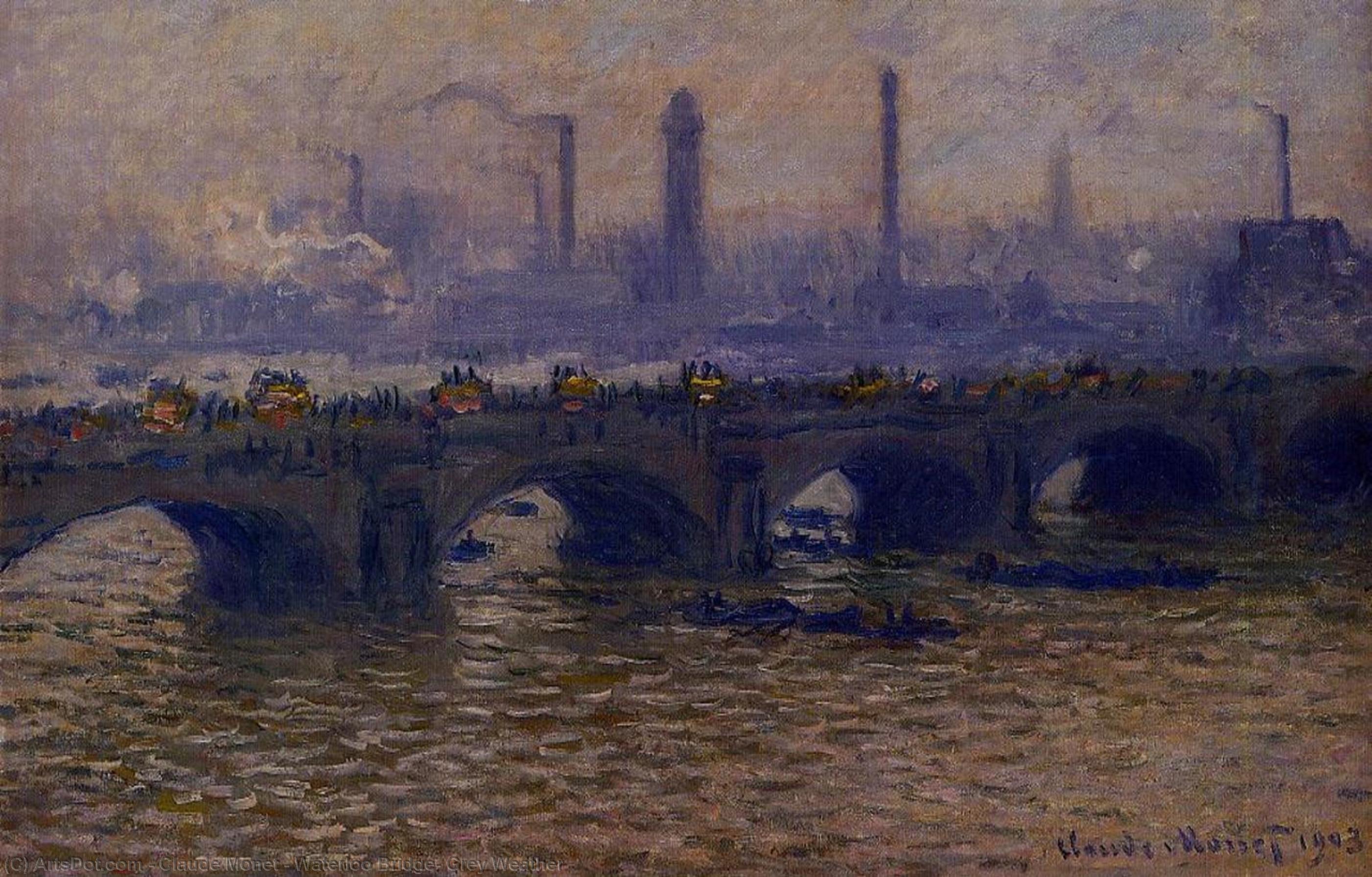 Wikioo.org - The Encyclopedia of Fine Arts - Painting, Artwork by Claude Monet - Waterloo Bridge, Grey Weather
