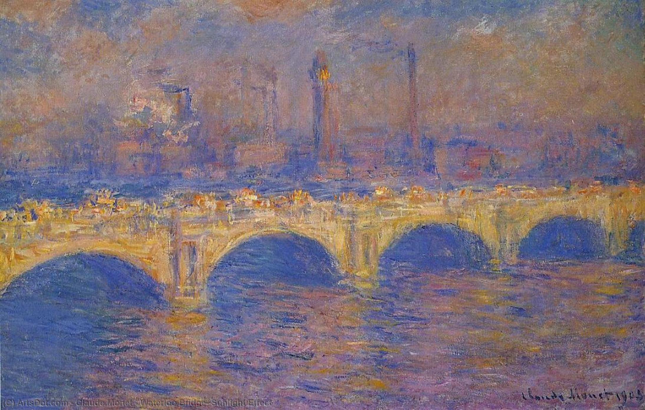 Wikioo.org - The Encyclopedia of Fine Arts - Painting, Artwork by Claude Monet - Waterloo Bridge, Sunlight Effect