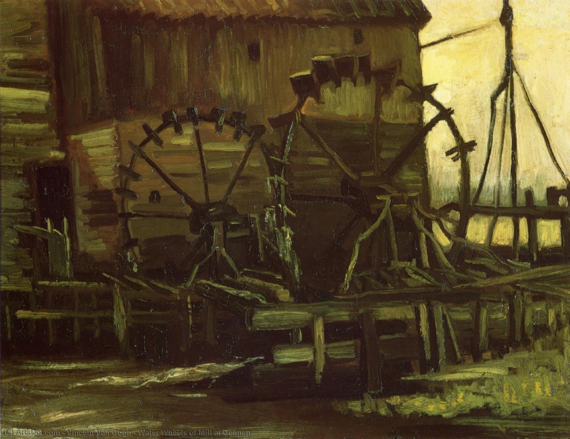 Wikioo.org - The Encyclopedia of Fine Arts - Painting, Artwork by Vincent Van Gogh - Water Wheels of Mill at Gennep