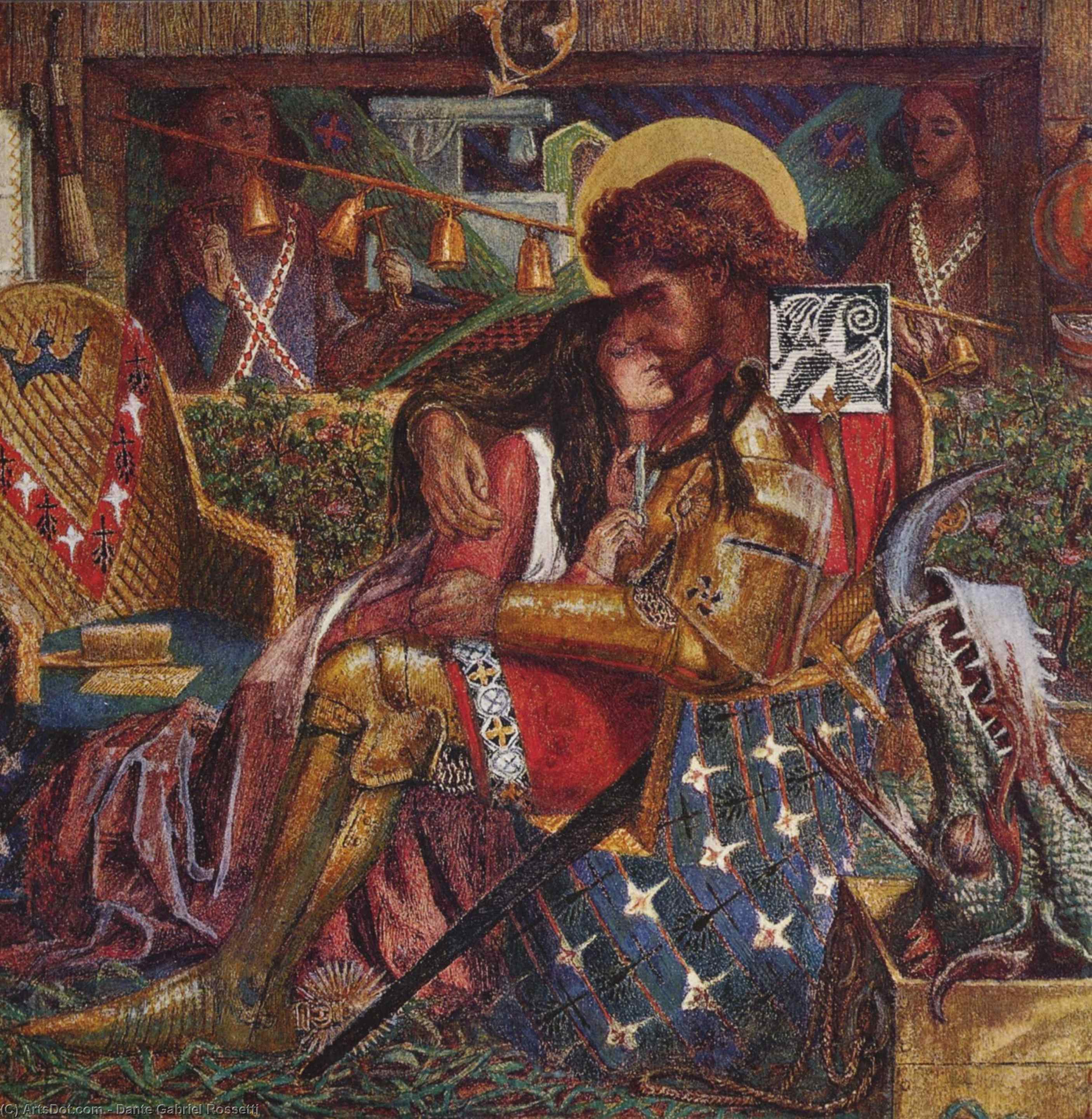 Wikioo.org - สารานุกรมวิจิตรศิลป์ - จิตรกรรม Dante Gabriel Rossetti - Wedding of St George and the Princess, The
