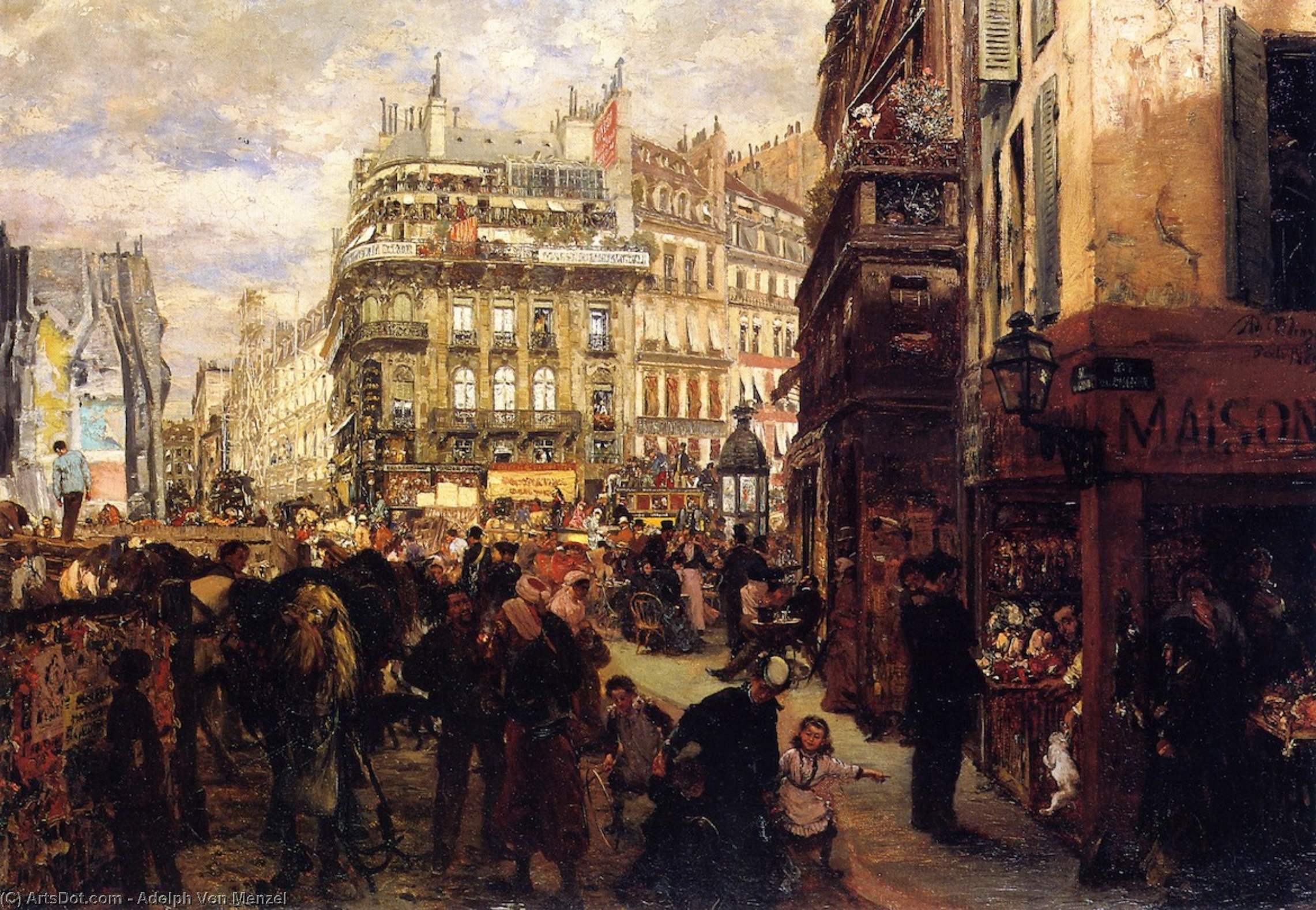 Wikioo.org - The Encyclopedia of Fine Arts - Painting, Artwork by Adolph Menzel - Weekday in Paris