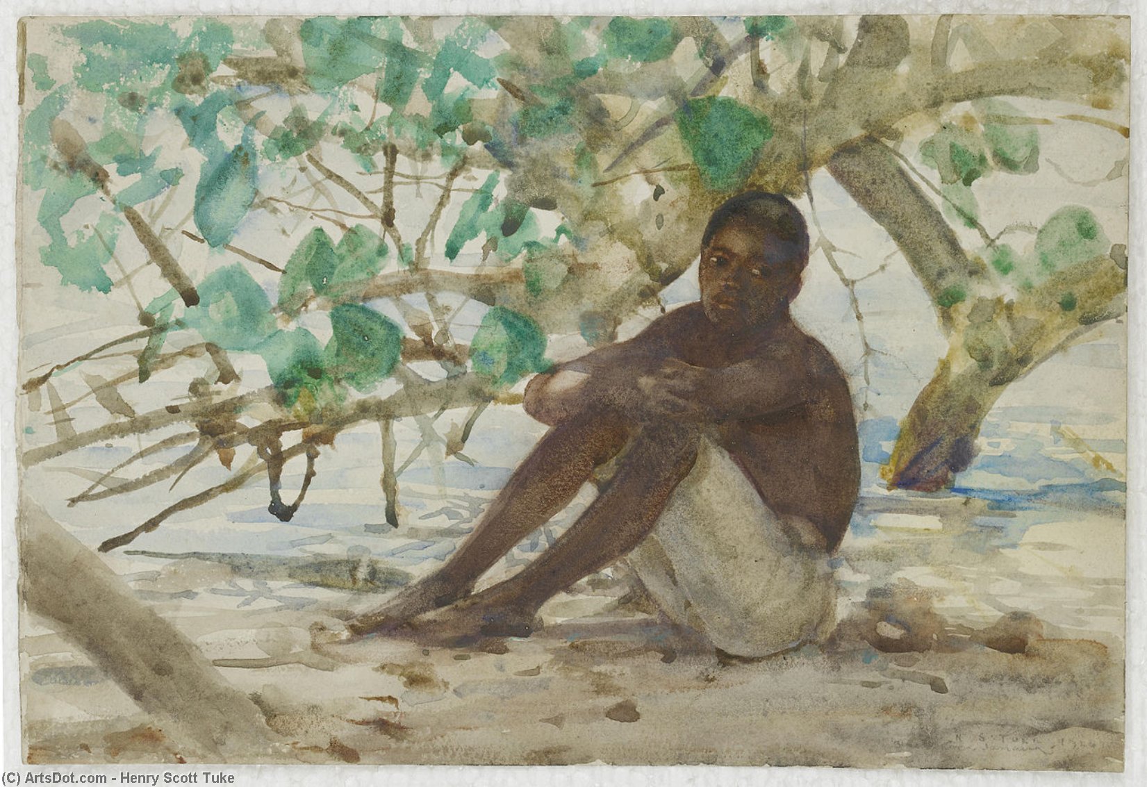Wikioo.org - The Encyclopedia of Fine Arts - Painting, Artwork by Henry Scott Tuke - A West Indian boy