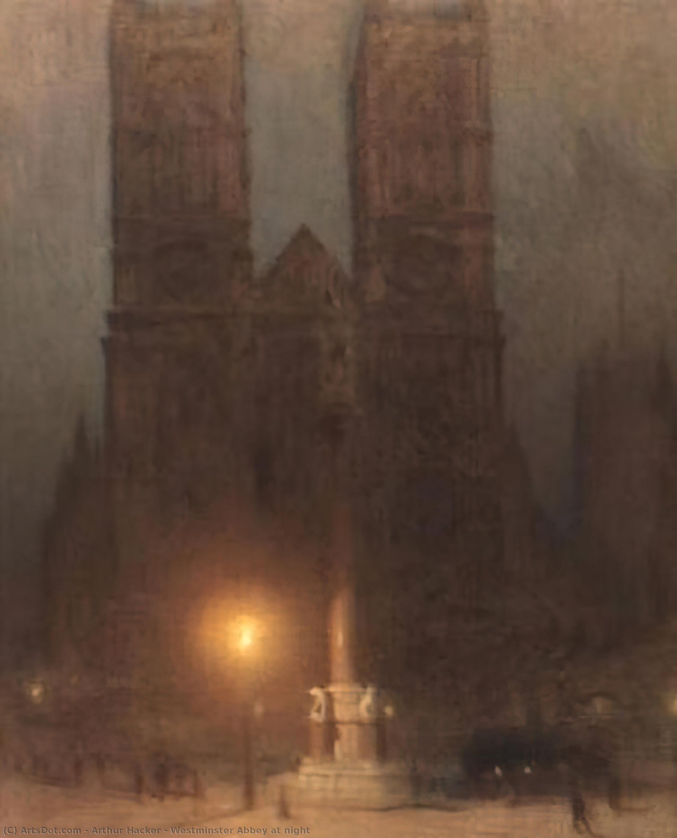 Wikioo.org - The Encyclopedia of Fine Arts - Painting, Artwork by Arthur Hacker - Westminster Abbey at night