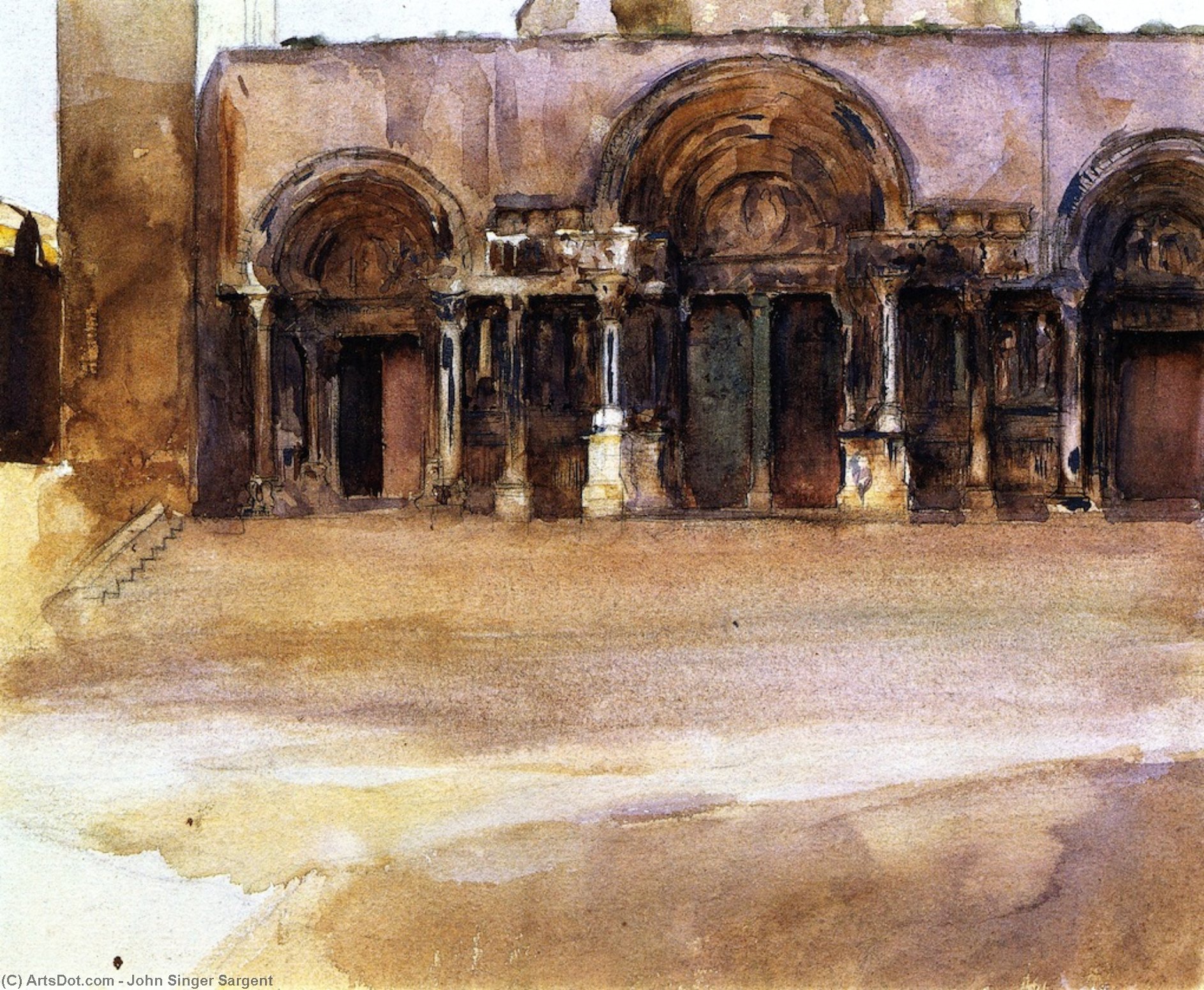 Wikioo.org - The Encyclopedia of Fine Arts - Painting, Artwork by John Singer Sargent - The West Portals of Saint-Gilles-du-Gard