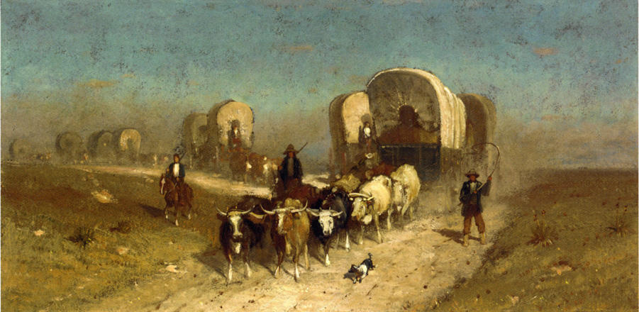 Wikioo.org - The Encyclopedia of Fine Arts - Painting, Artwork by Samuel Colman - Westward Ho: Study for Ships of the Plains