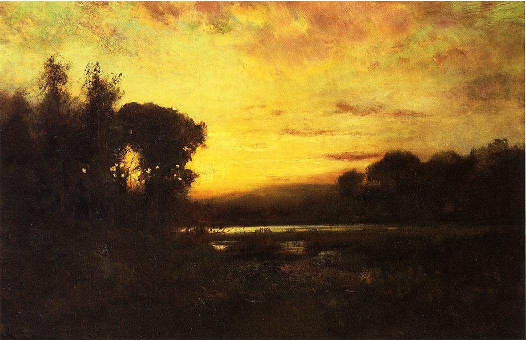 Wikioo.org - สารานุกรมวิจิตรศิลป์ - จิตรกรรม William Keith - Wetlands at Sunset