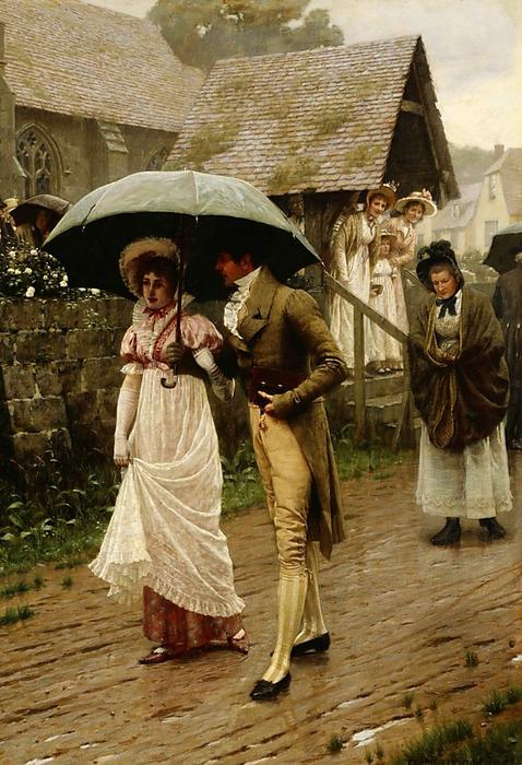 Wikioo.org - The Encyclopedia of Fine Arts - Painting, Artwork by Edmund Blair Leighton - A Wet Sunday Morning