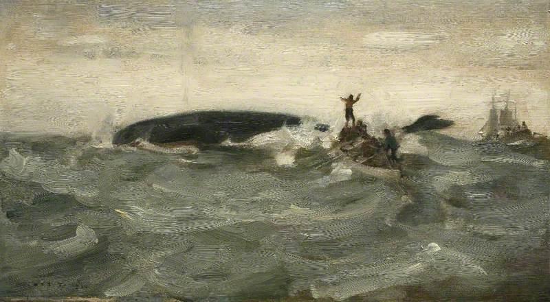 Wikioo.org - The Encyclopedia of Fine Arts - Painting, Artwork by Henry Scott Tuke - Whale Blowing