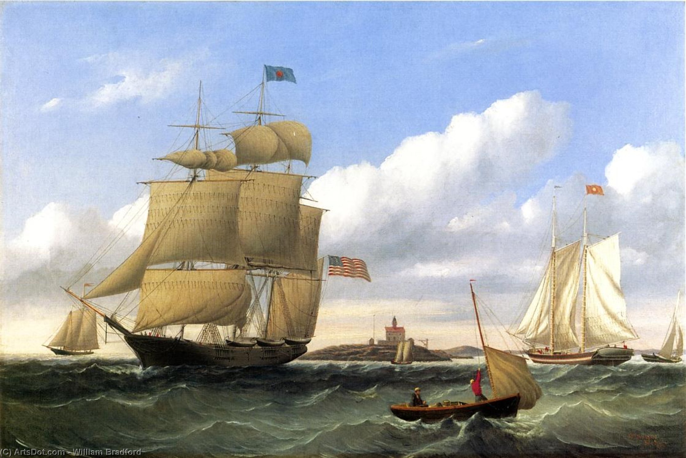 WikiOO.org - Enciclopedia of Fine Arts - Pictura, lucrări de artă William Bradford - The Whaleship Emma C. Jones'' off Round Hills, New Bedford''
