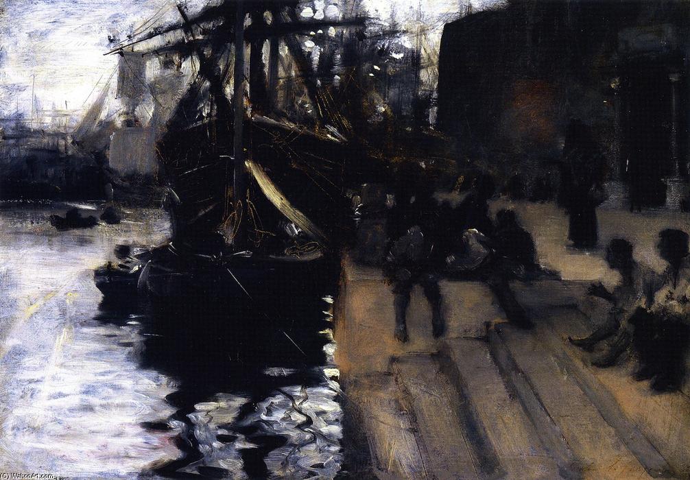 Wikoo.org - موسوعة الفنون الجميلة - اللوحة، العمل الفني John Singer Sargent - Wharf Scene (also known as The Dock)