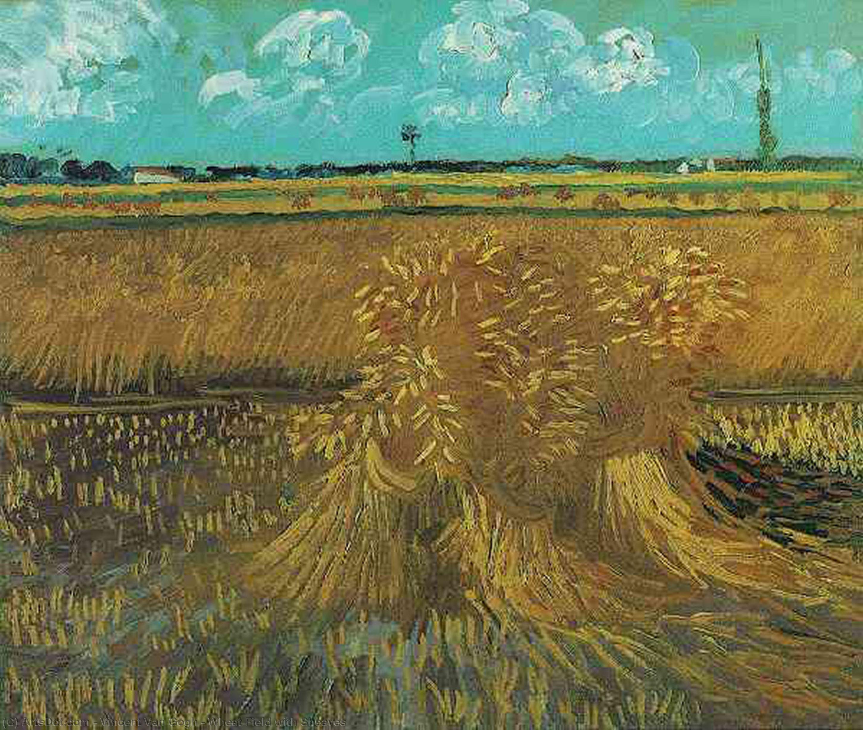 Wikioo.org - The Encyclopedia of Fine Arts - Painting, Artwork by Vincent Van Gogh - Wheat Field with Sheaves