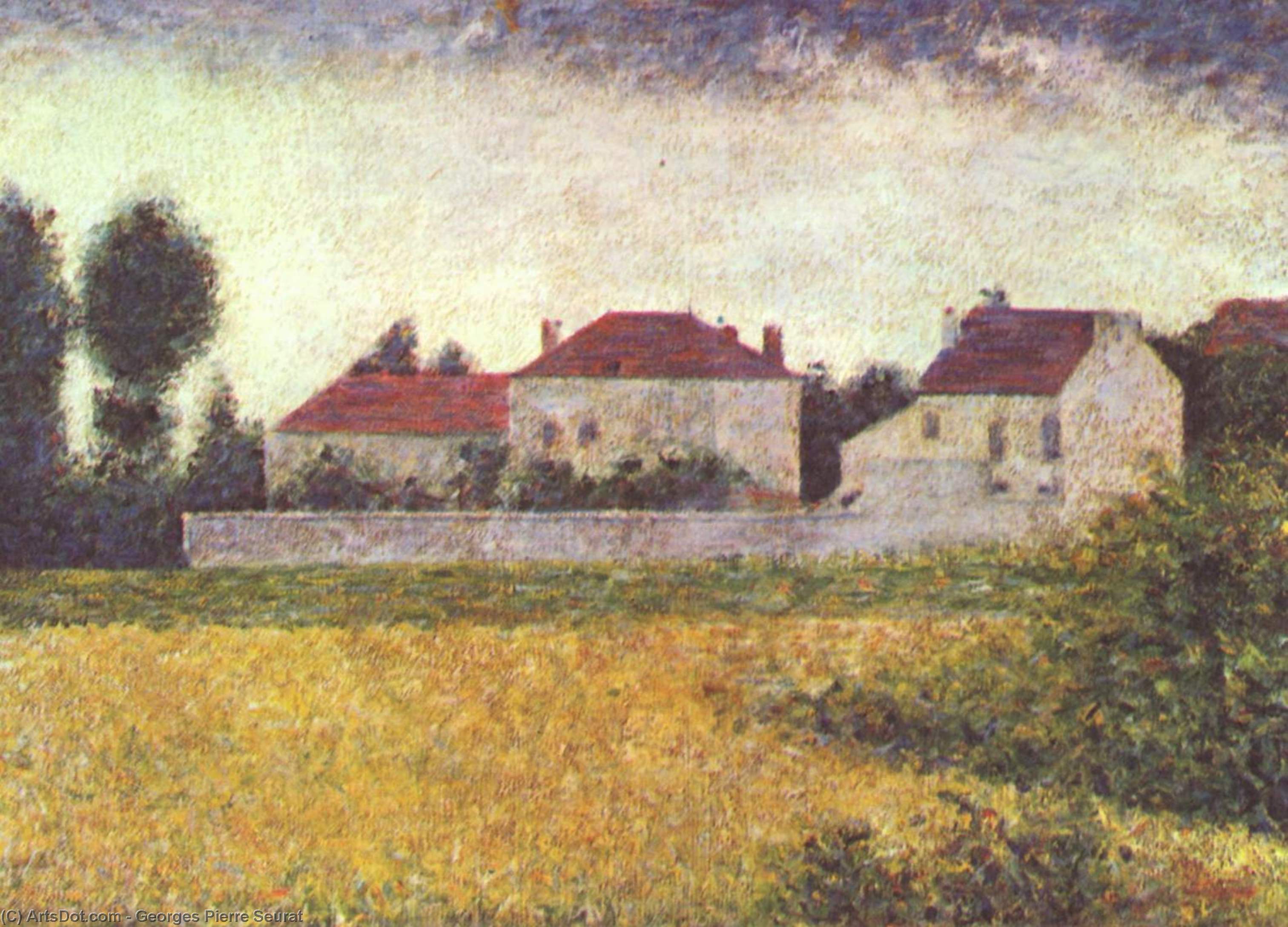 WikiOO.org - Encyclopedia of Fine Arts - Maleri, Artwork Georges Pierre Seurat - White Houses, Ville d'Avray