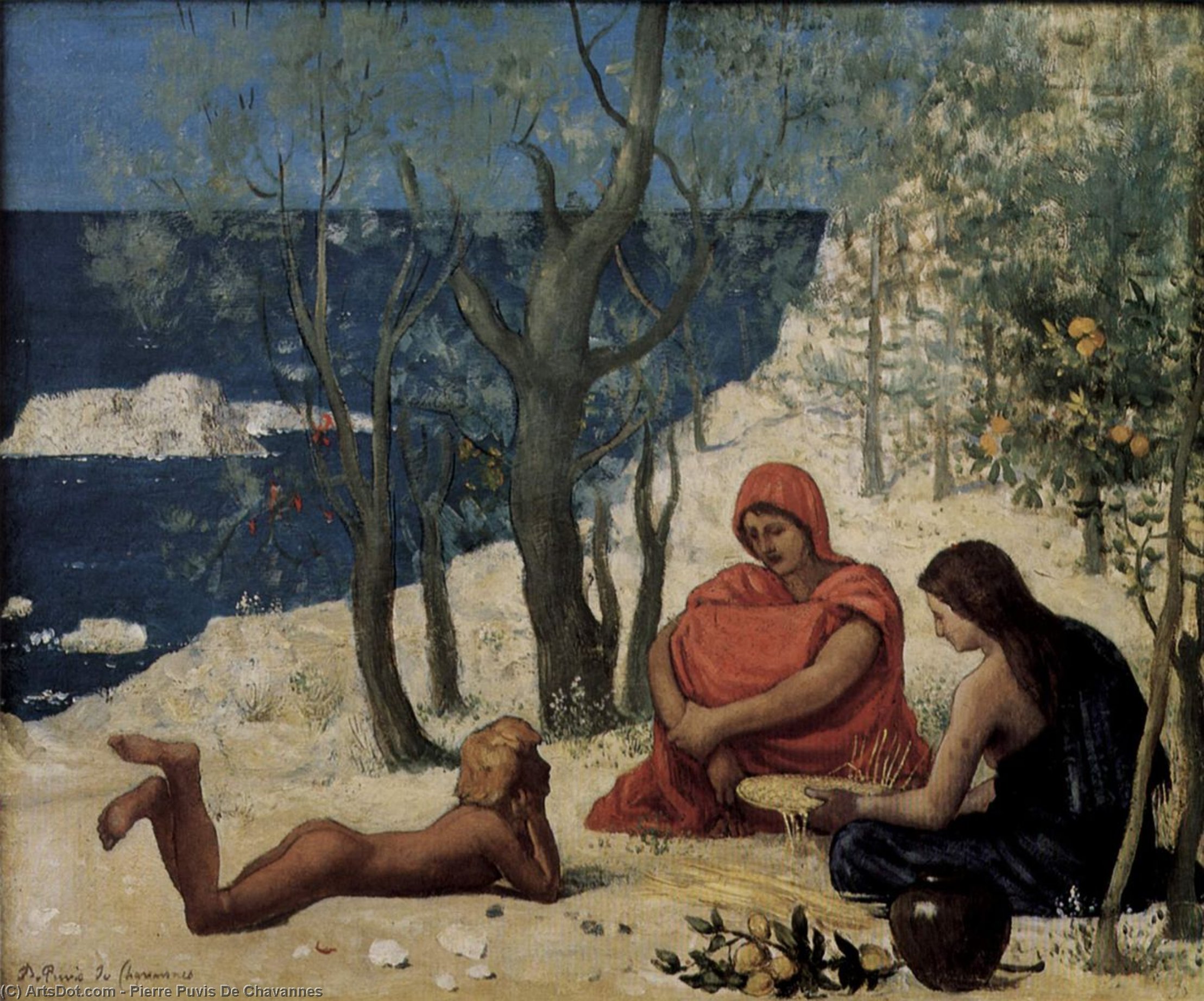 Wikioo.org - The Encyclopedia of Fine Arts - Painting, Artwork by Pierre Puvis De Chavannes - The White Rocks