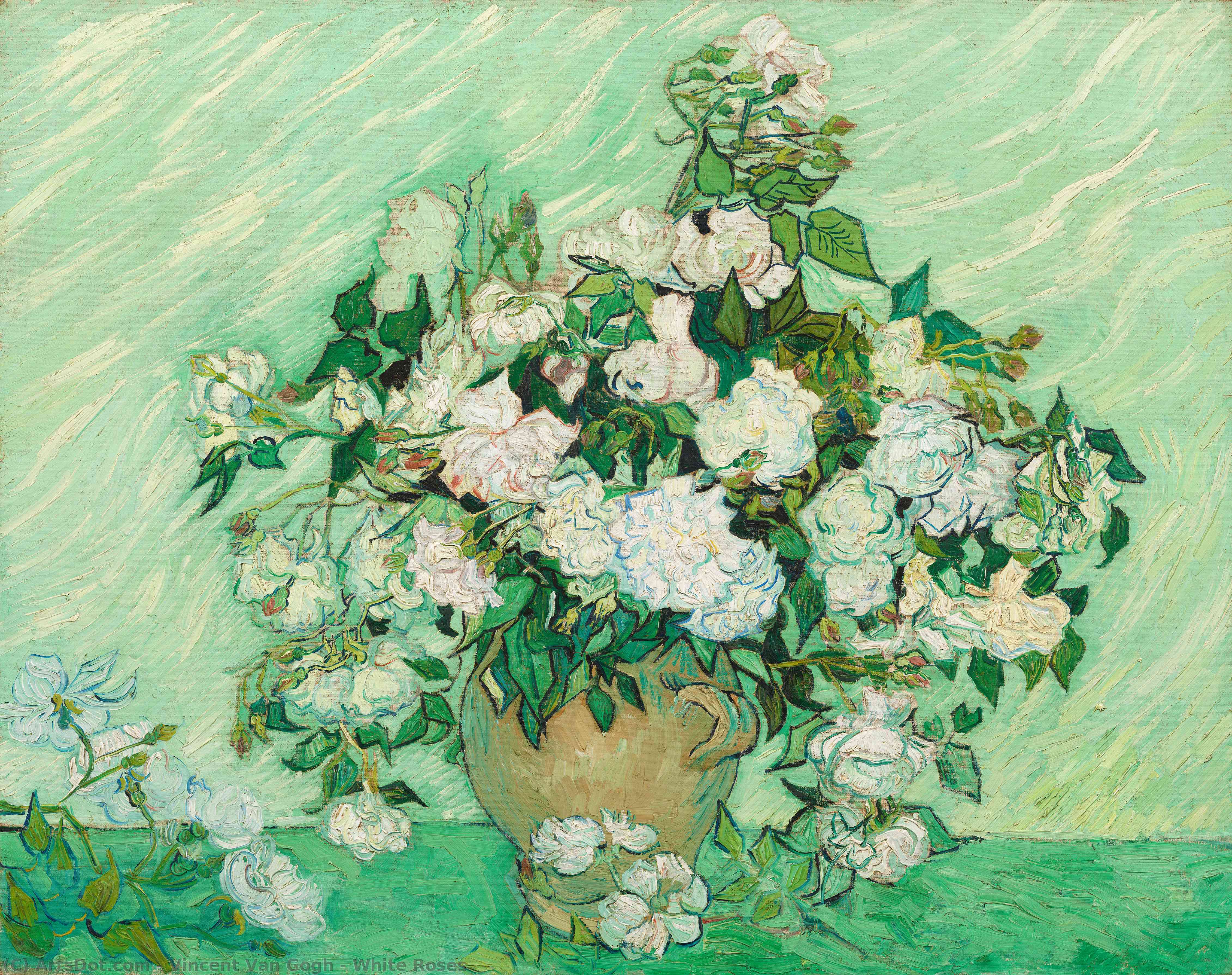 Wikoo.org - موسوعة الفنون الجميلة - اللوحة، العمل الفني Vincent Van Gogh - White Roses