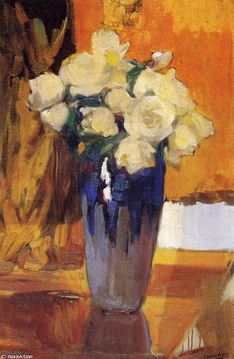 Wikioo.org - The Encyclopedia of Fine Arts - Painting, Artwork by Joaquin Sorolla Y Bastida - White Roses from the House Garden