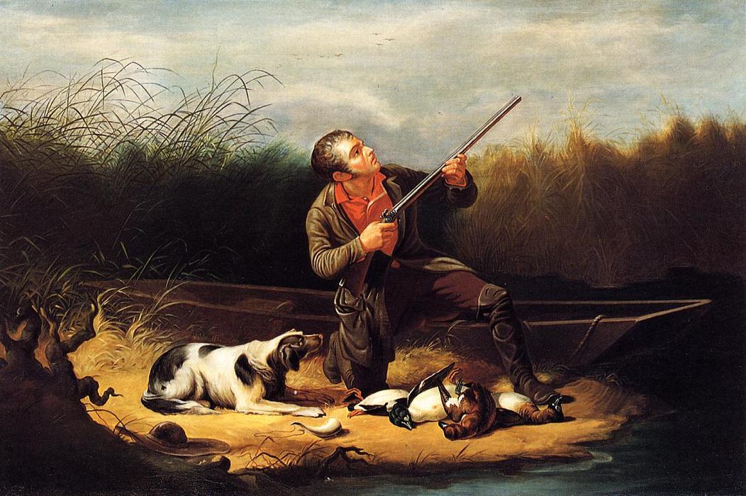 Wikioo.org - The Encyclopedia of Fine Arts - Painting, Artwork by William Tylee Ranney - Wild Duck Shooting - On the Wing