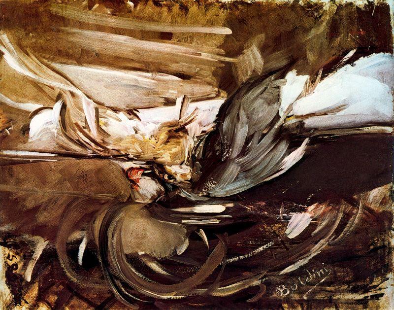 Wikioo.org - The Encyclopedia of Fine Arts - Painting, Artwork by Giovanni Boldini - Wild game in Black