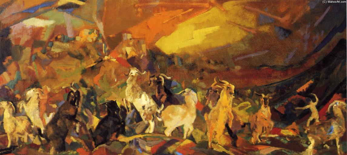 WikiOO.org - Encyclopedia of Fine Arts - Maleri, Artwork Arthur Bowen Davies - Wild H-Goats Dance
