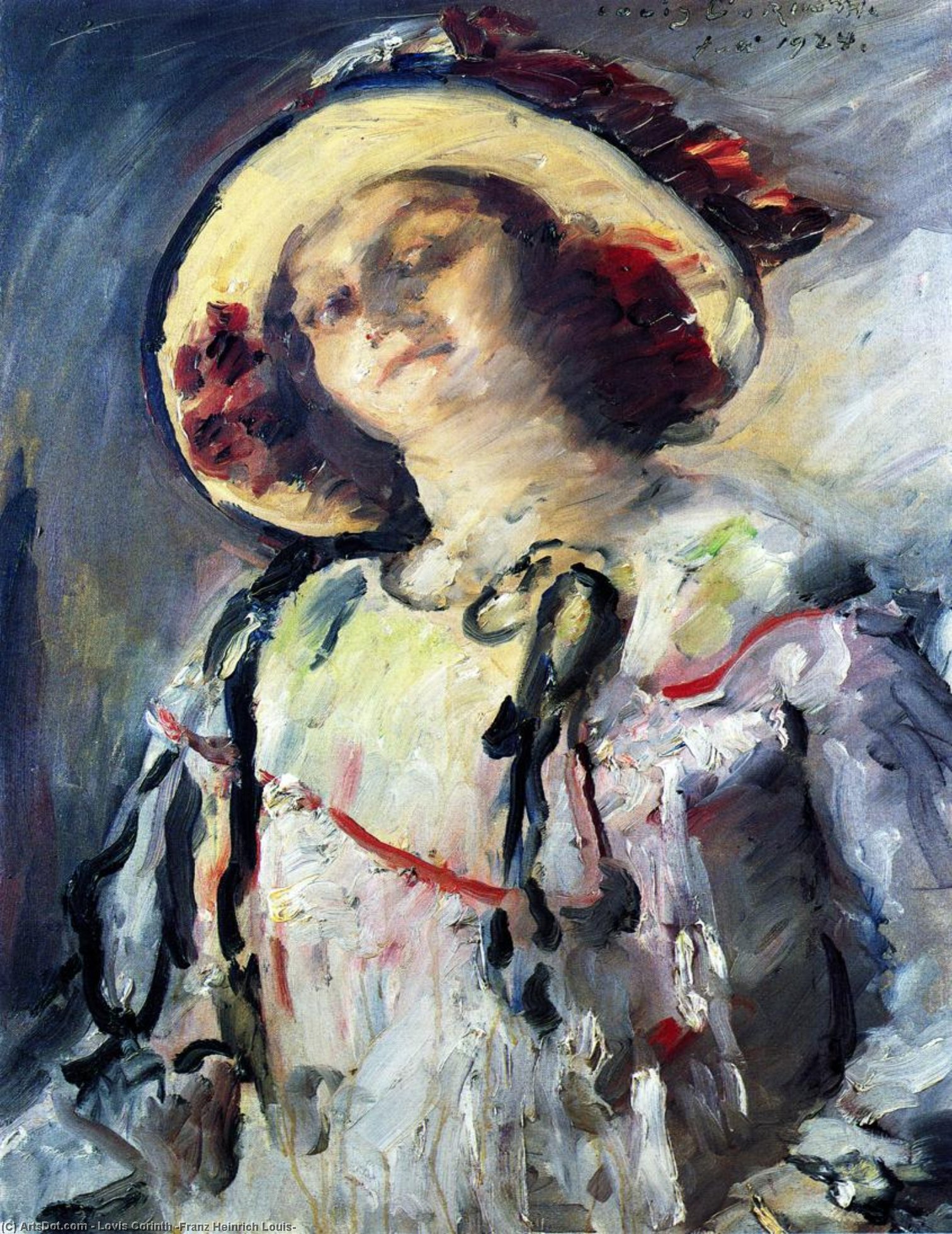 WikiOO.org - Encyclopedia of Fine Arts - Schilderen, Artwork Lovis Corinth (Franz Heinrich Louis) - Wilhelmine in a Yellow Hat