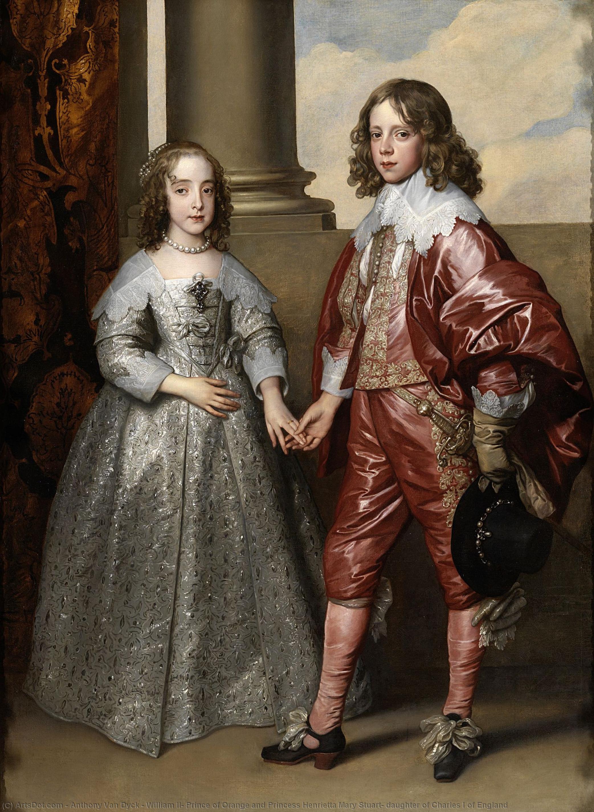 Wikioo.org - The Encyclopedia of Fine Arts - Painting, Artwork by Anthony Van Dyck - William II, Prince of Orange and Princess Henrietta Mary Stuart, daughter of Charles I of England